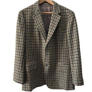 Vintage Custom A Man Hing Cheong Herringbone Check 2 Button Blazer Coat, Size 40